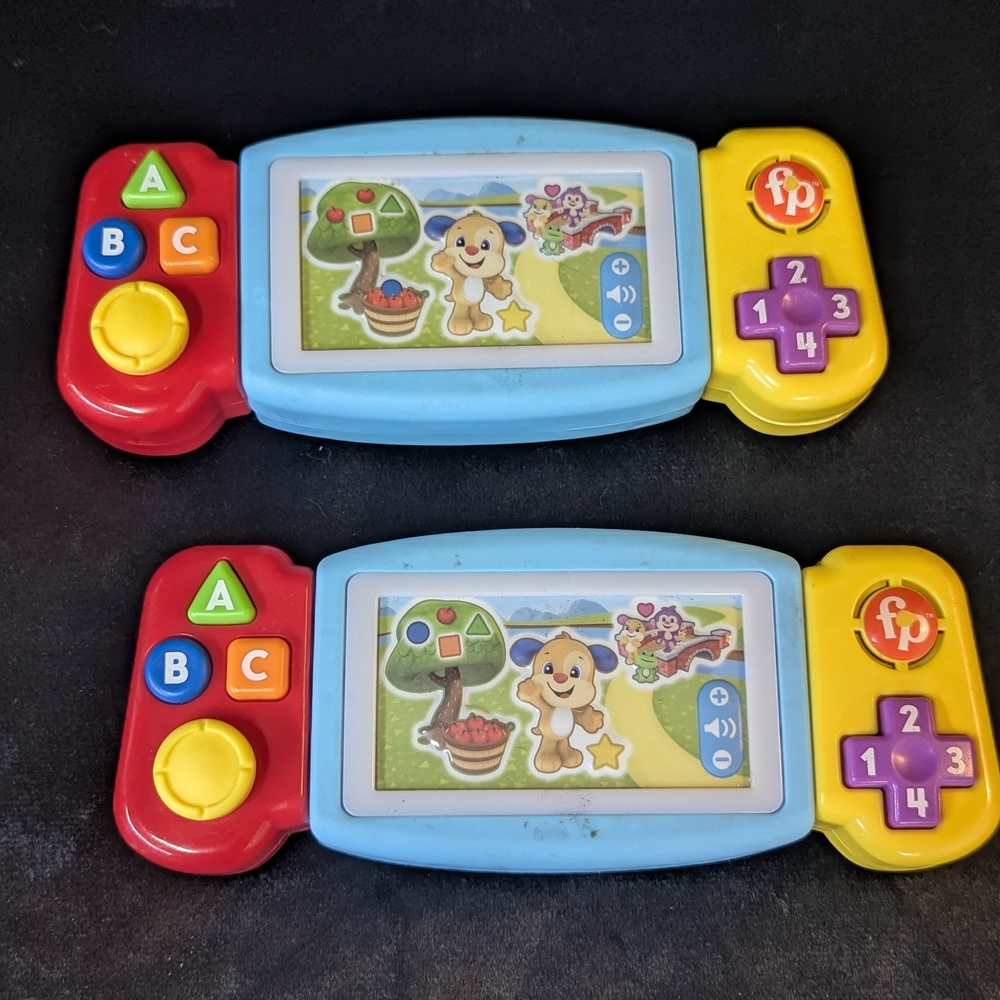 TESTED Set Of 2 Fisher Price Laugh & Learn Twist & Learn Gamer Toy w/ Sound